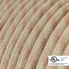  Round electrical cable 150 ft (45.72 m) reel RD51 Stripes Ancient pink cotton and natural canvas – UL listed