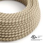  Round electrical cable 150 ft (45.72 m) reel RD53 Striped Bark cotton and natural canvas – UL listed