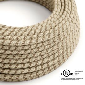    Round electrical cable 150 ft (45.72 m) reel RD53 Striped Bark cotton and natural canvas – UL listed