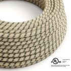  Round electrical cable 150 feet (45.72 m) reel RD54 Striped anthracite cotton and natural canvas – UL listed