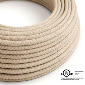    Round electrical cable 150 feet (45.72 m) reel RD61 Pastille Ancient pink cotton and natural linen - UL listed
