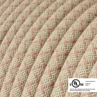  Round electrical cable 150 feet (45.72 m) reel RD61 Pastille Ancient pink cotton and natural linen - UL listed