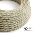  Round electrical cable 150 ft (45.72 m) reel RD62 pastille green thyme cotton and natural canvas - UL listed