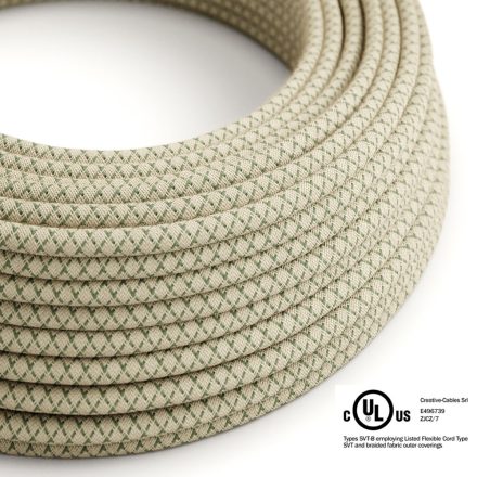  Round electrical cable 150 ft (45.72 m) reel RD62 pastille green thyme cotton and natural canvas - UL listed