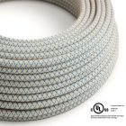  Round electrical cable 150 feet (45.72 m) reel RD65 pastille Steward blue cotton and natural canvas - UL listed