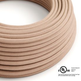    Round electrical cable 150 feet (45.72 m) reel RD71 ZigZag Ancient pink cotton and natural linen – UL listed