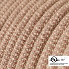  Round electrical cable 150 feet (45.72 m) reel RD71 ZigZag Ancient pink cotton and natural linen – UL listed