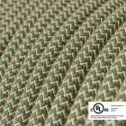  Round electrical cable 150 feet (45.72 m) reel RD72 ZigZag green thyme cotton and natural linen - UL listed