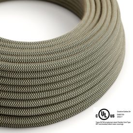    Round electrical cable 150 feet (45.72 m) reel RD74 ZigZag anthracite cotton and natural canvas - UL listed