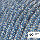  Round electrical cable 150 feet (45.72 m) reel RD75 ZigZag Steward blue cotton and natural linen - UL listed