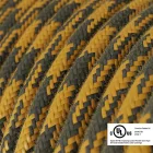  Round electrical cable 150 ft (45.72 m) reel RP27 two-tone honey gold and anthracite cotton - UL listed