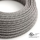  Round electrical cable 150 ft (45.72 m) reel RS81 shiny black onyx cotton and natural linen - UL listed