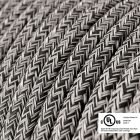  Round electrical cable 150 ft (45.72 m) reel RS81 shiny black onyx cotton and natural linen - UL listed