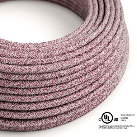  Round electrical cable 150 ft (45.72 m) reel RS83 glitter burgundy cotton and natural canvas - UL listed
