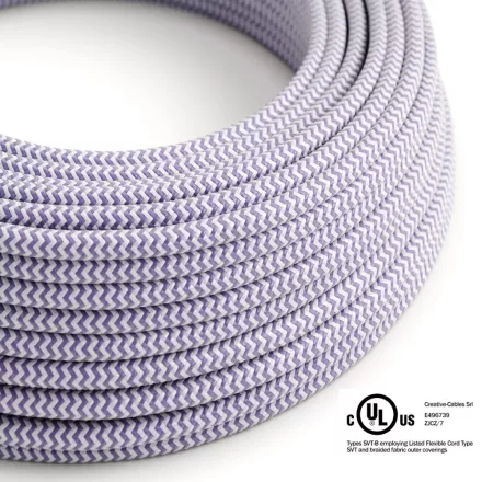 Round electrical cable 150 ft (45.72 m) reel RZ07 ZigZag Lilac Rayon - UL listed
