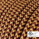  Round electrical cable 150 ft (45.72 m) reel RZ23 ZigZag Gold and Burgundy Rayon – UL listed