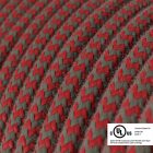Round electrical cable 150 ft (45.72 m) reel RZ28 ZigZag Fire Red and Gray Cotton – UL Listed