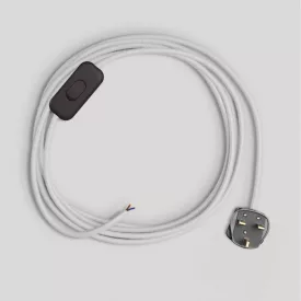 Lamp cord with white cotton cable, 1.80 m