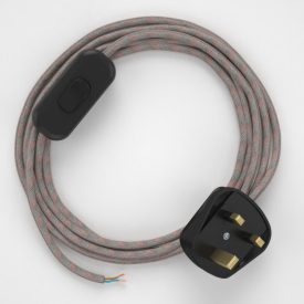    Lamp wiring, RD51 Ancient Pink Stripes cotton and natural linen 1.80 m.