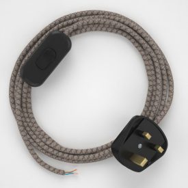    Lamp wiring, RD63 Bark Diamond cotton and natural linen 1.80 m.