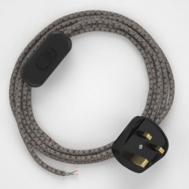    Lamp wiring, RD64 anthracite diamond cotton and natural linen 1.80 m.