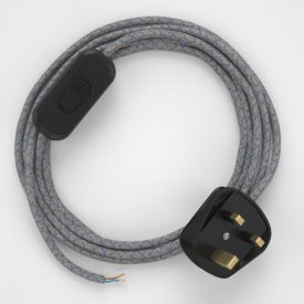    Lamp wiring, RD65 Blue Steward diamond cotton and natural linen 1.80 m.