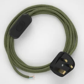    Lamp cables, RD72 Thyme Green Stripes cotton and natural linen 1.80 m.