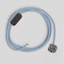Cabling for lamp, blue Steward cotton cable, 1.80 m