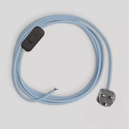 Cabling for lamp, blue Steward cotton cable, 1.80 m