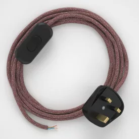  Lamp wiring, RS83 red cotton and natural canvas 1.80 m.