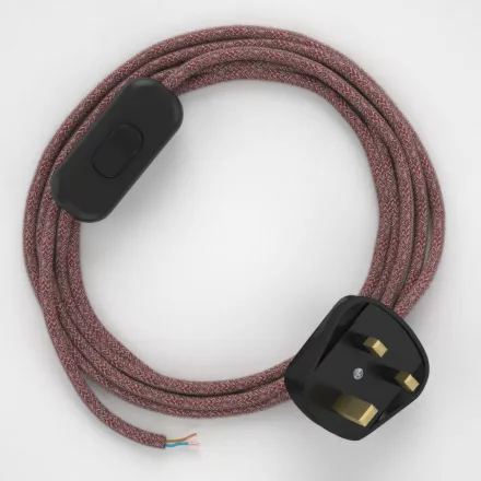  Lamp wiring, RS83 red cotton and natural canvas 1.80 m.