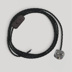 Lamp wiring with black braided cable 1.80 m