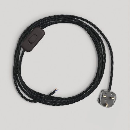 Lamp wiring with black braided cable 1.80 m