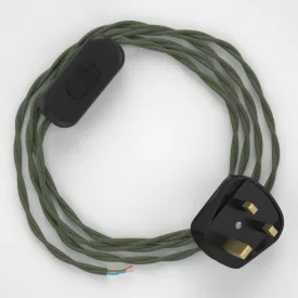  Lamp wiring, TC63 Green gray cotton 1.80 m.
