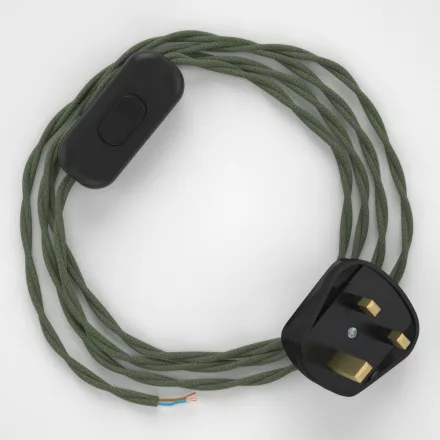  Lamp wiring, TC63 Green gray cotton 1.80 m.
