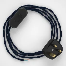  Lamp cord, TM20 dark blue rayon 1.80 m.