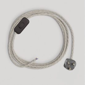 Lamp cord with white braided cable, 1.80 m