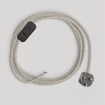 Lamp cord with white braided cable, 1.80 m