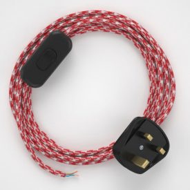  Lamp wiring, RP09 white-red two-tone rayon 1.80 m.