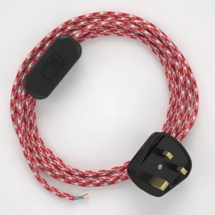  Lamp wiring, RP09 white-red two-tone rayon 1.80 m.