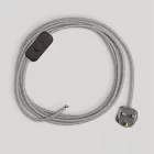 Lamp cord with gray linen cable, 1.80 m