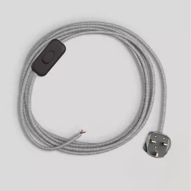 Lamp cord with gray linen cable, 1.80 m