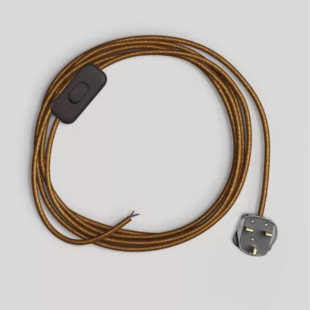 Lamp cord with polished and shiny copper cable, 1.80 m