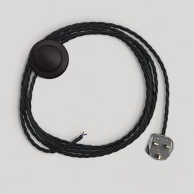 Wiring with black braided cable, 3 m