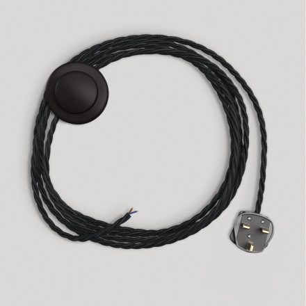 Wiring with black braided cable, 3 m