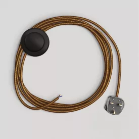 Lamp cord with polished and shiny copper cable, 3 m