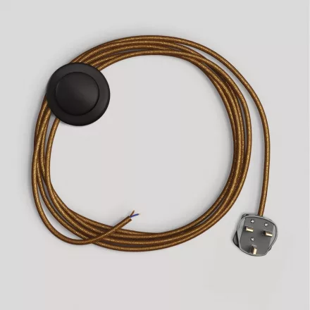 Lamp cord with polished and shiny copper cable, 3 m