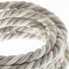 XL electrical cable, electrical wire 3x0.75. Natural linen and raw cotton fabric cover. Diameter 16 mm.