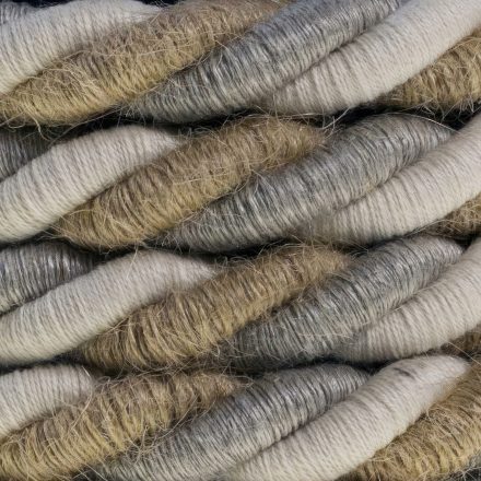 XL electrical cable, electrical wire 3x0.75. Natural linen, cotton fabric and jute cover Country. Diameter 16 mm.