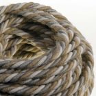 XL electrical cable, electrical wire 3x0.75. Natural linen, cotton fabric and jute cover Country. Diameter 16 mm.